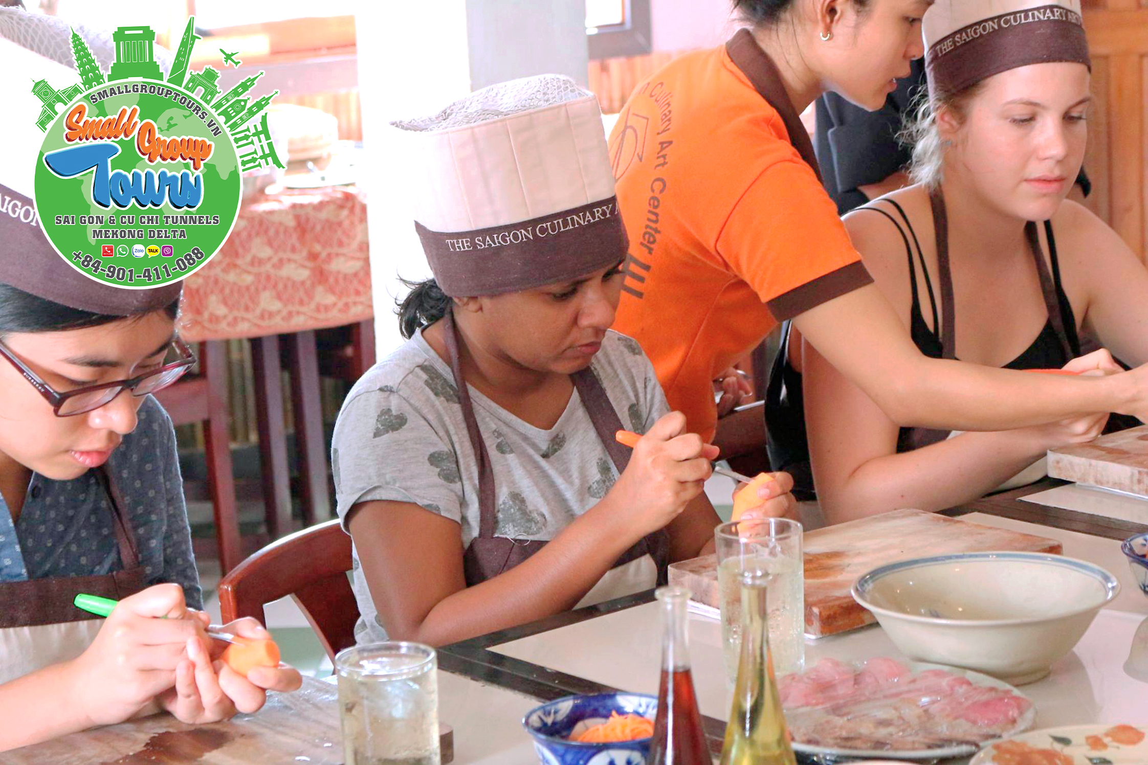 An artistic moment unfolds as a girl meticulously practices vegetable carving for decoration, showcasing precision and dedication.